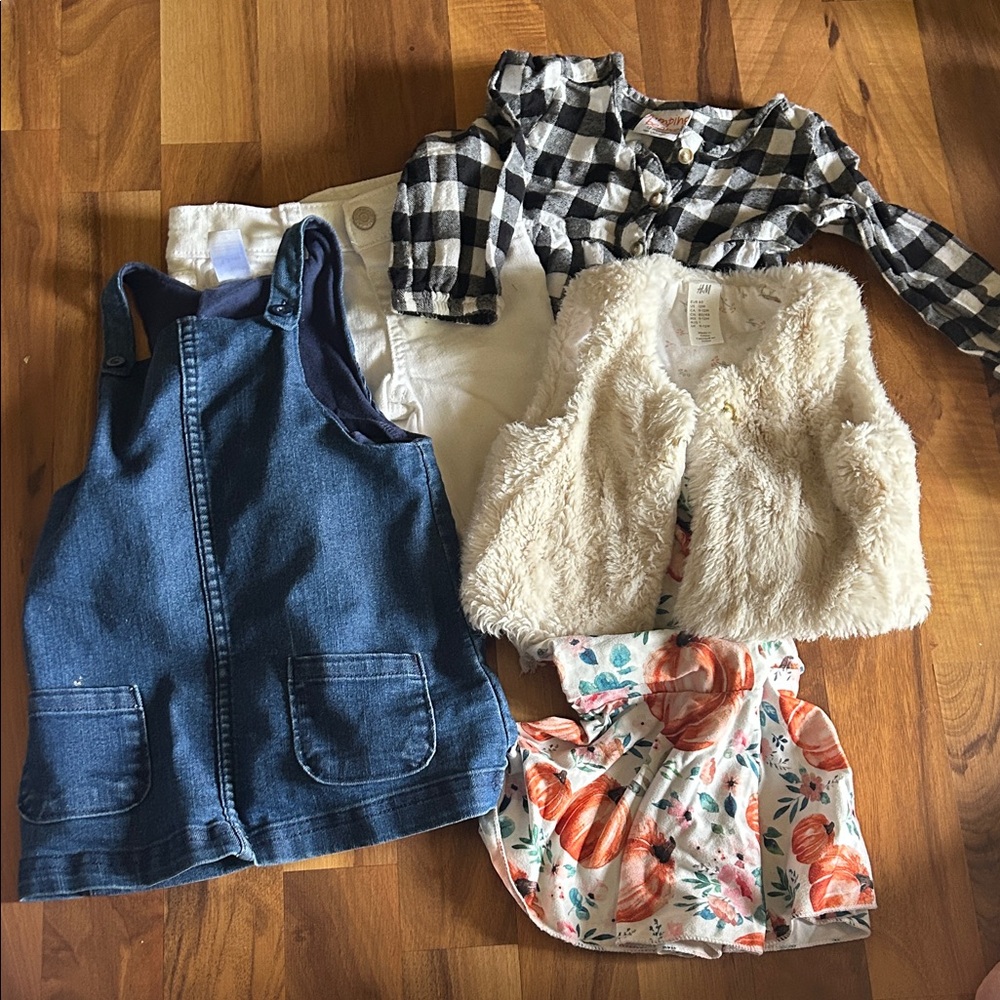 12mo Girl Fall Bundle- Denim and Pumpkin Prints